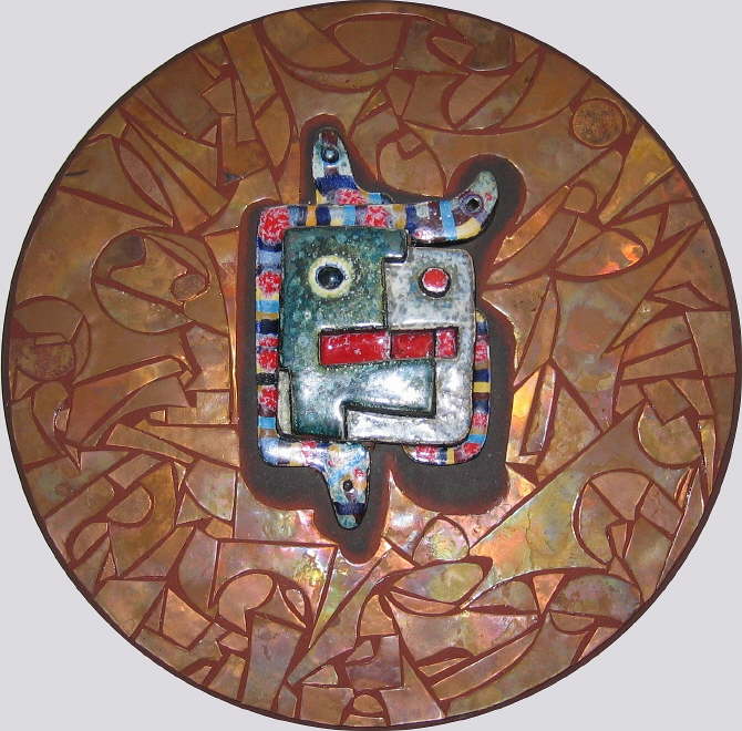 Medusenhaupt, Keramik mit Kupfermosaik